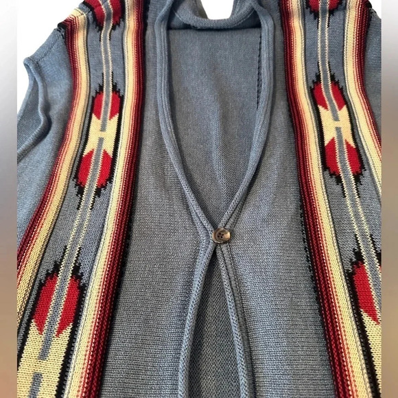 Chaps Blue Sleeveless Southwestern Aztec Cardigan Sweater Vest - Picture 7 of 11